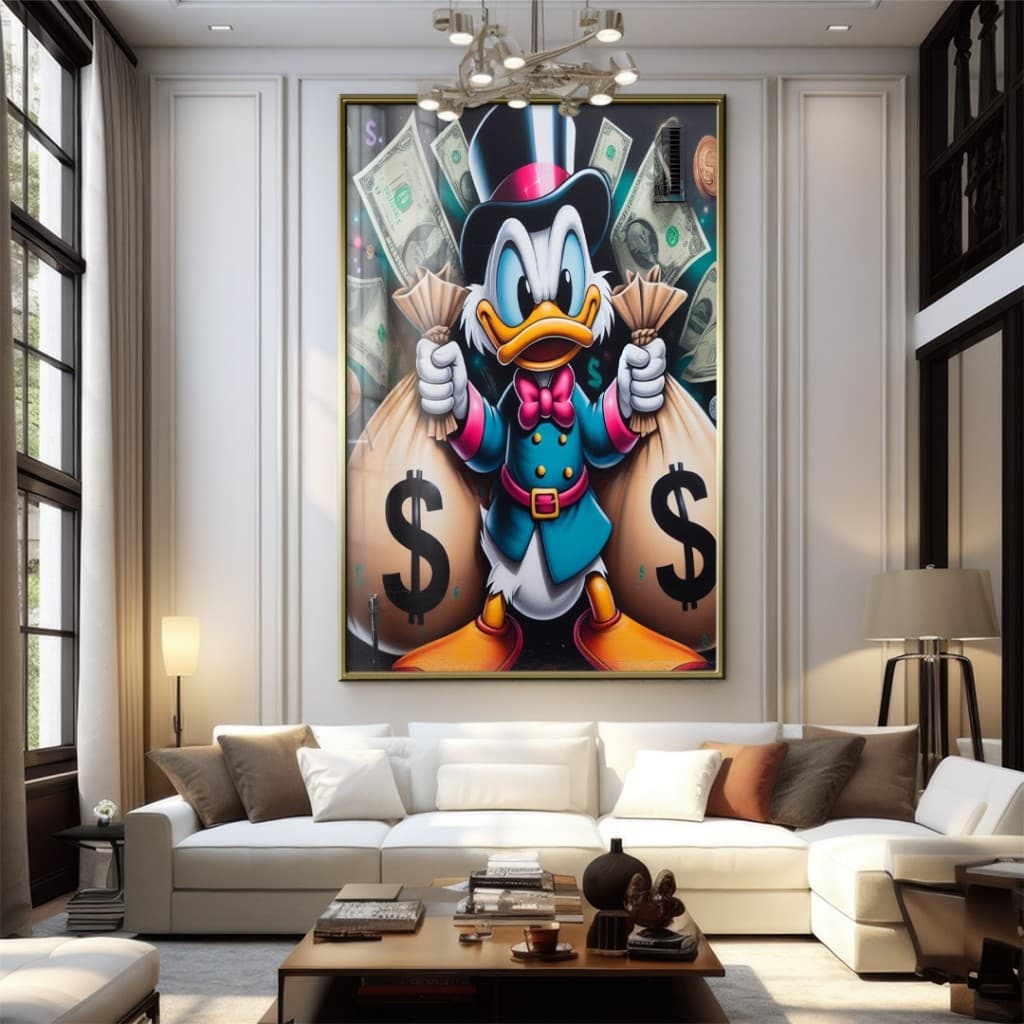 Quadro Decorativo GRANDE Alta Resolução Para Sala Quarto Escritório Quadro Tio Patinhas Money