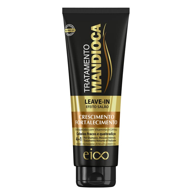Eico Creme Leave-in Finalizador 4 Em 1 Protetor Térmico Tratamento Mandioca 250ml Fortalecimento