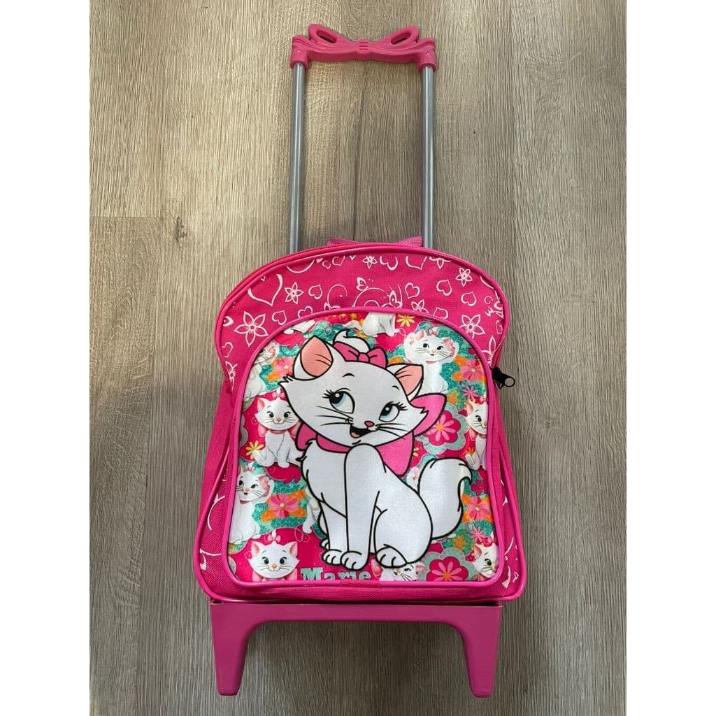 Mochila de Rodinha Escolar Infantil Pequena Creche Menina Personagem Gatinha Desenho