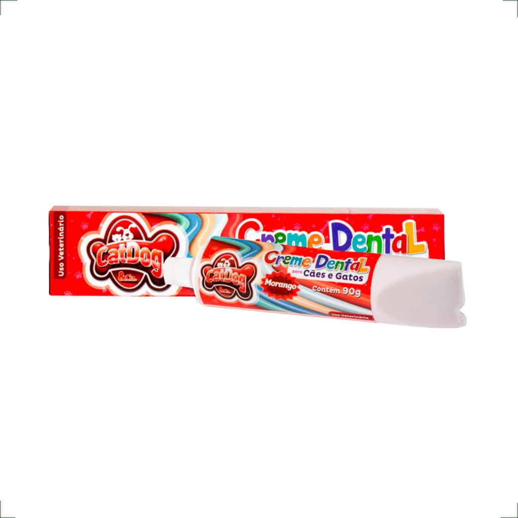 Creme Dental Morango CatDog & Cia para Cães e Gatos - 90g