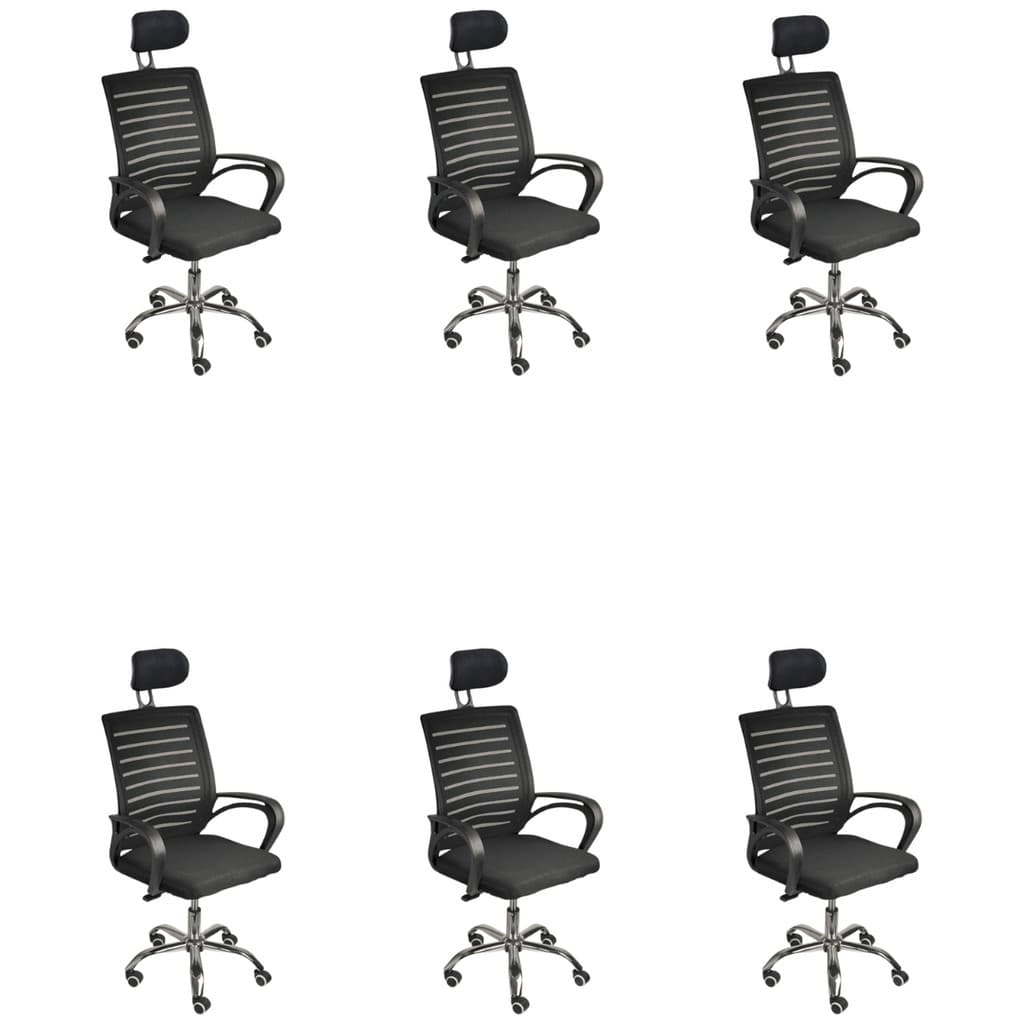 Kit 6 Cadeiras de Escritório Secretaria Diretor Roma Ergonômica com Apoio de Cabeça