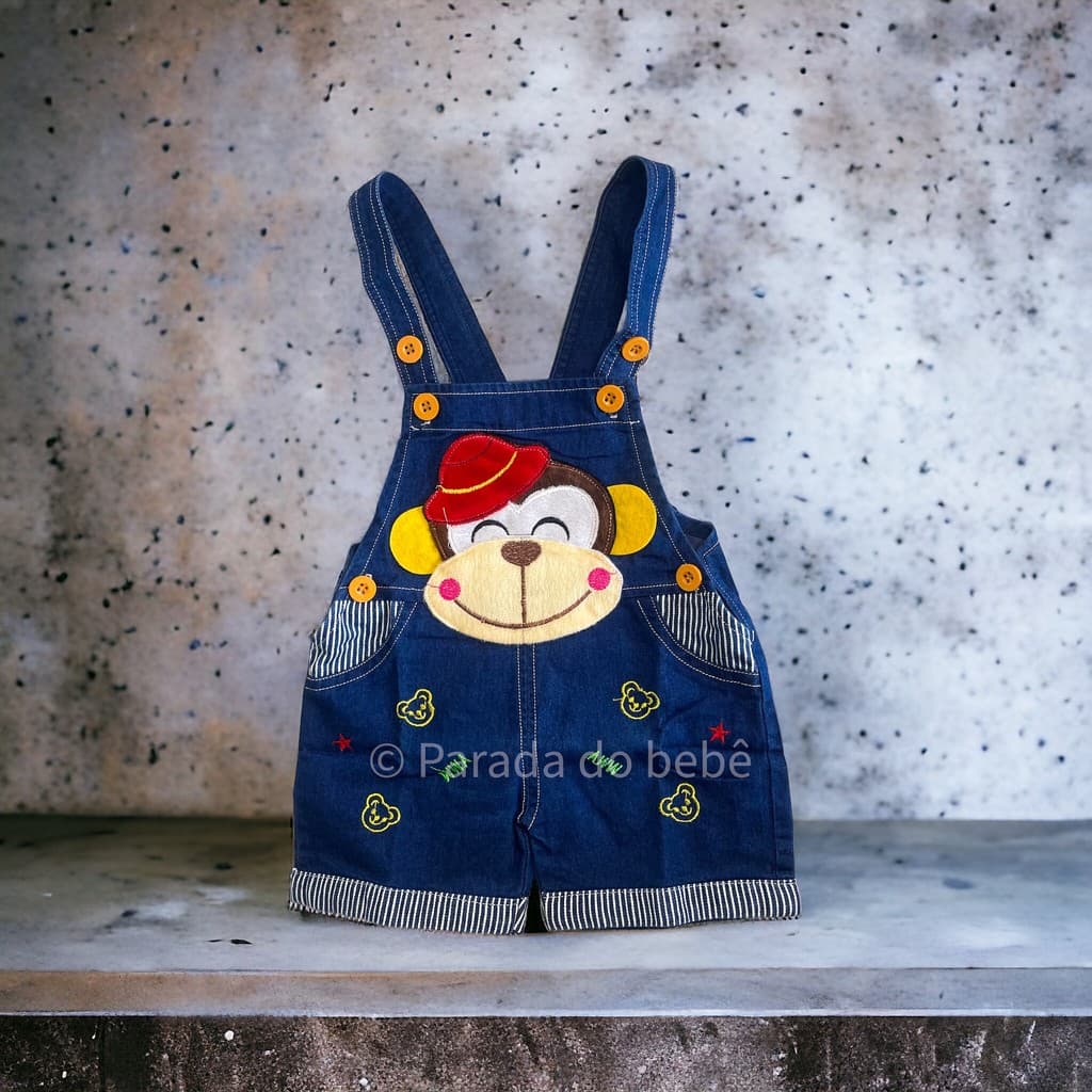 Macacao jeans infantil para bebe até 1 ano