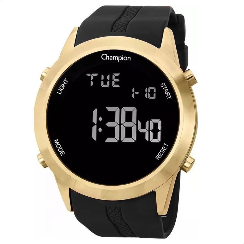 Relógio de Pulso Masculino Champion Digital Dourado Silicone Original CH40259B Relógio Digital