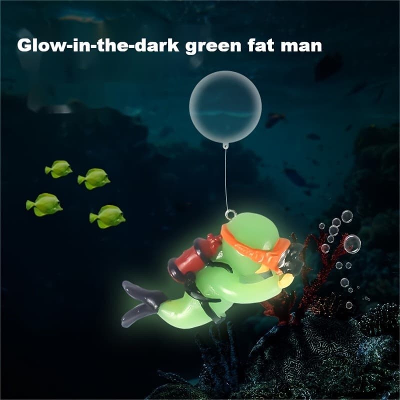 Bonito Luminoso Mini Mergulhador Simulado Flutuante Frogman Miniatura Kawaii Figuras Aquário Ornamentos Estatuetas Decor
