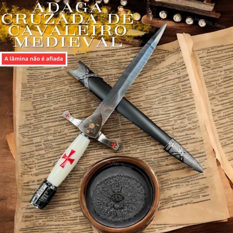 Adaga Medieval Com Lâmina Sem Corte Enfeite Decorativo 40cm 0050