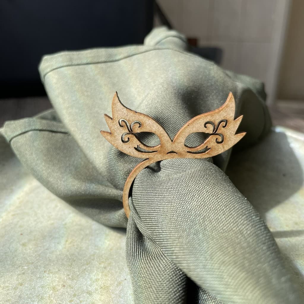 100 Anéis Porta Guardanapo Baile de Máscaras - Decoração de Festa - Decoração de Mesa - Mesa Posta - MDF Cru