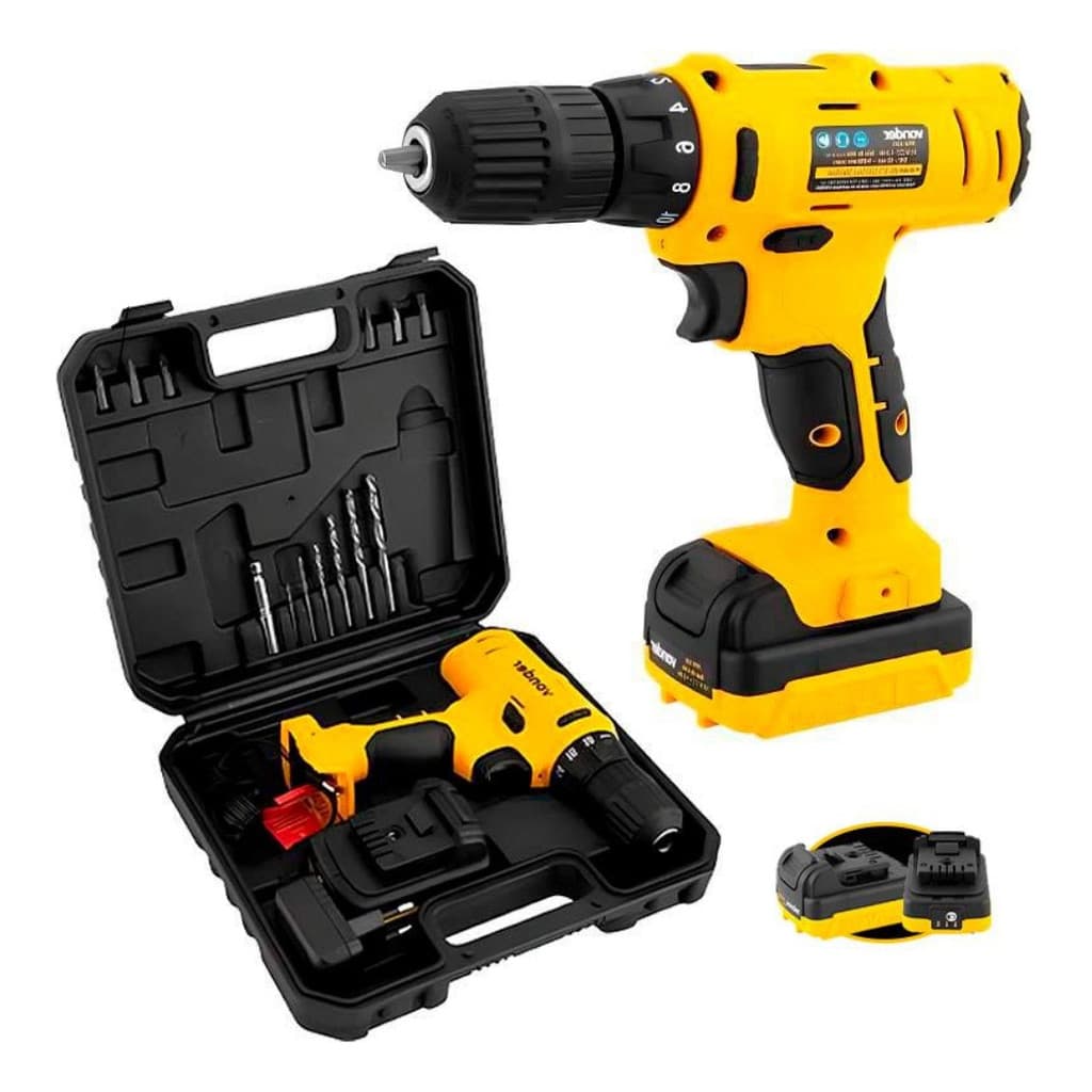 Parafusadeira E Furadeira A Bateria 12v Bivolt Pfv120 Vonder Com duas baterias e carregador bivolt