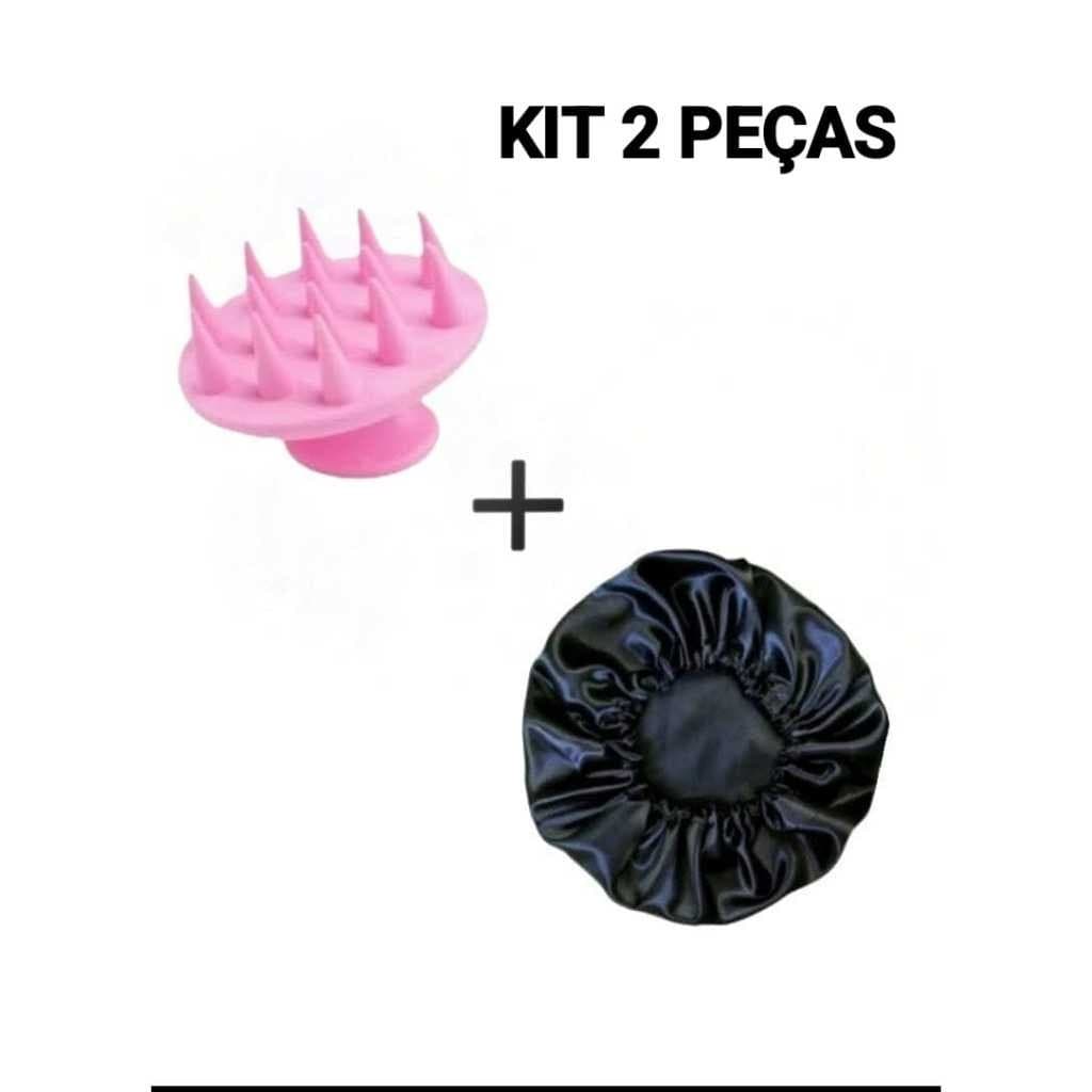 Escova massageadora de couro cabeludo.KIT Escova Massageadora  + Touca de Cetim  -  Colors