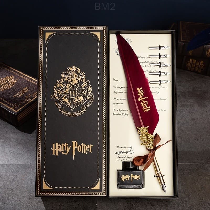 Conjunto De Canetas De Pena De Harry Potter Caligrafia Caneta Extravagante Luxo Vintage Assinatura Presente FKRC