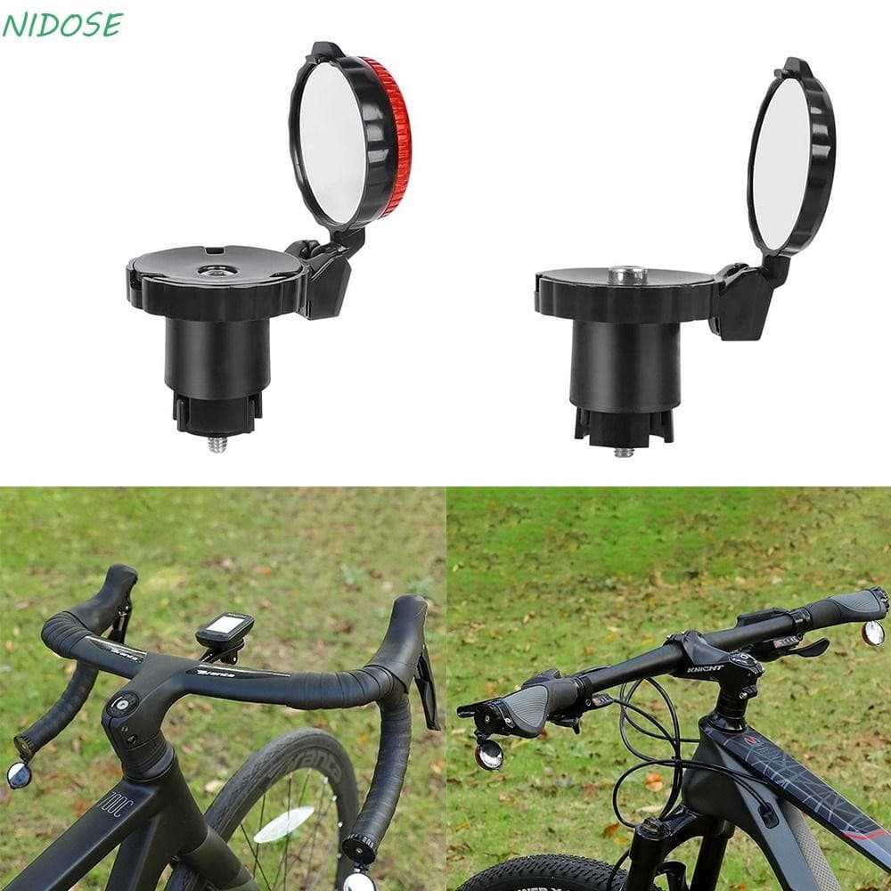 Espelhos Retrovisores De Bicicleta NIDOSE , Pretos Com Luz De Advertência Vista Traseira , Suprimentos De Equitação Equi