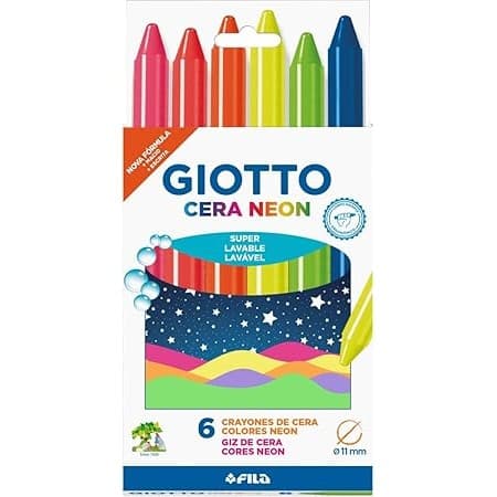 Cera Maxi Giz de Cera Neon Estojo com 6 Cores GIOTTO