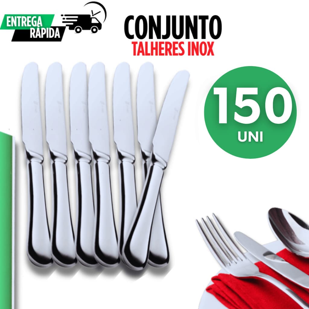 Jogo 150 Facas Inox Premium Talher para  Cozinha Restaurante Qualidade Resistência Multiuso Inox