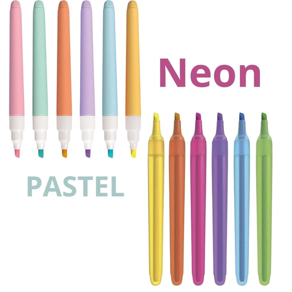KIT CANETA MARCA TEXTO CIS LUMINI LITE 12 CORES SENDO 6 PASTEL 6 NEON