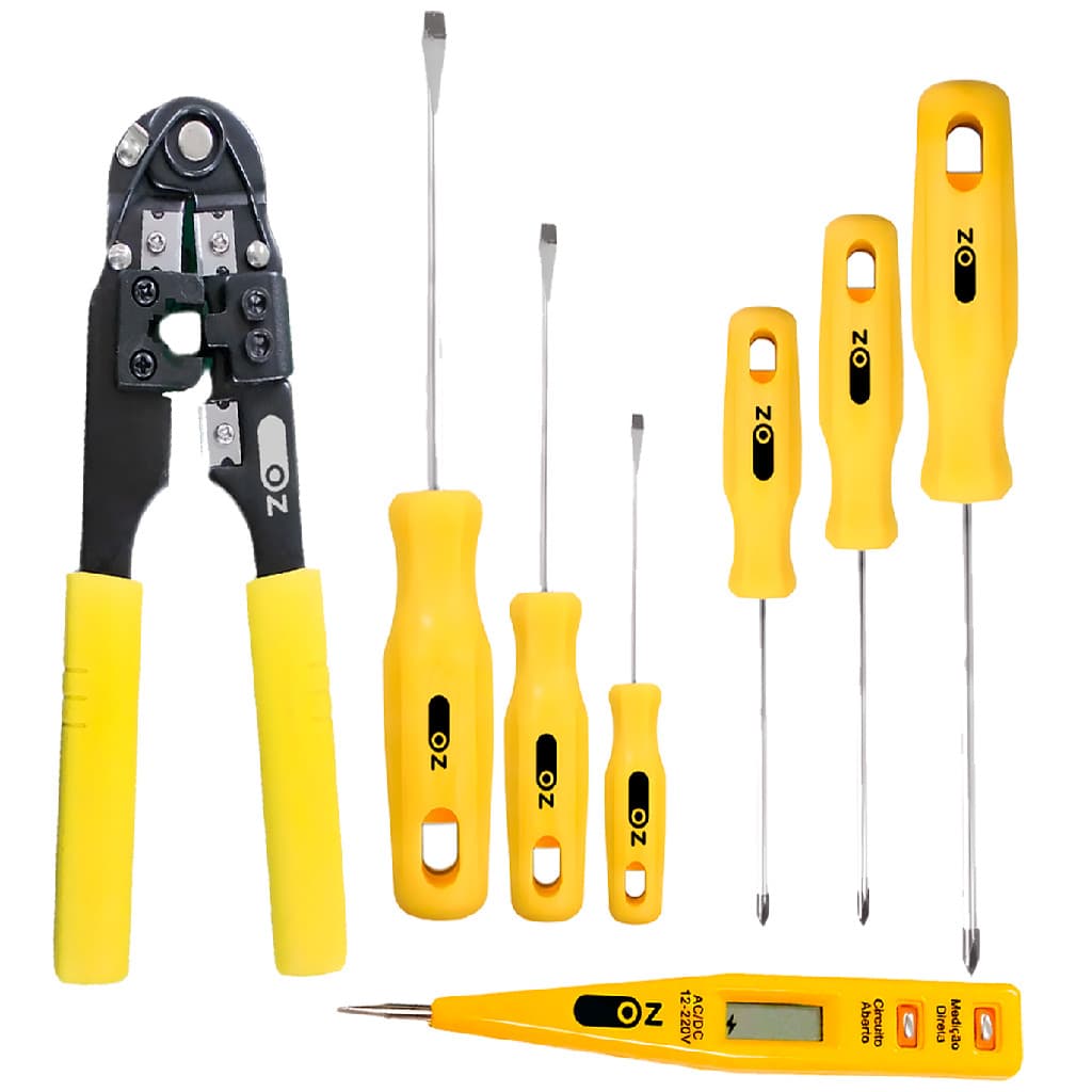 Kit Alicate Crimpador Chave Fenda Philips E Chave Teste