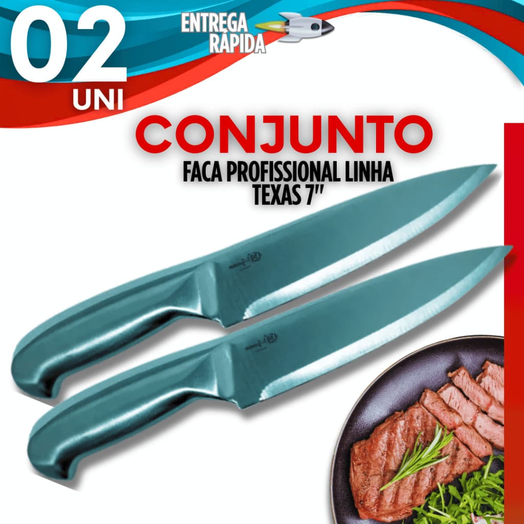 Kit 1 ou 2 Faca Peixeira 7" Profissional Açougueiro Churrasco Gourmet Entre as Melhores Facas Aço