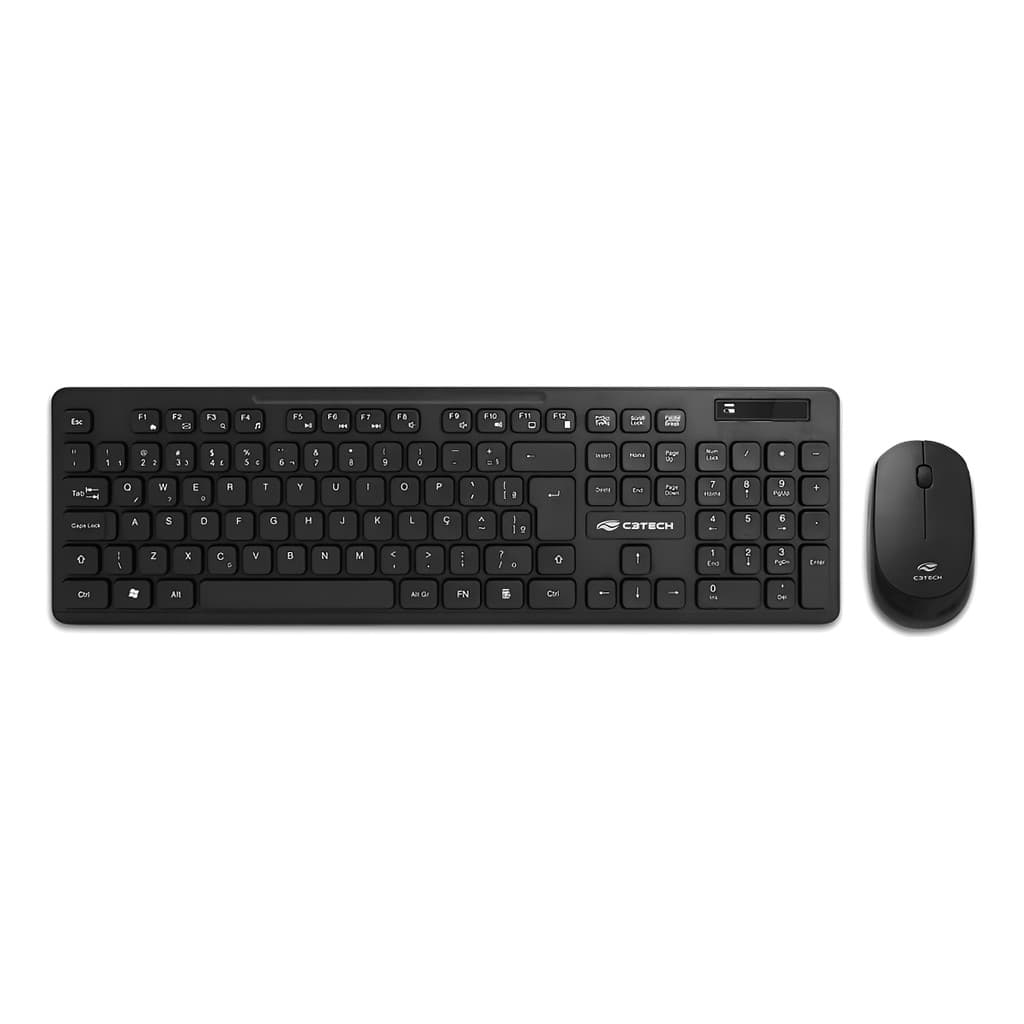 Teclado E Mouse C3tech K-w20bk Preto Sem Fio Abnt2 Preto
