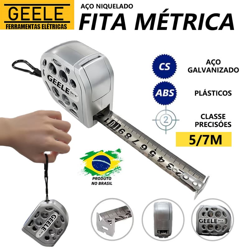 Trena Métrica lmpermeável e anticorrosivo 5m/7,5m alta precisão inoxidável Durabilidade Para Medições Profissionais