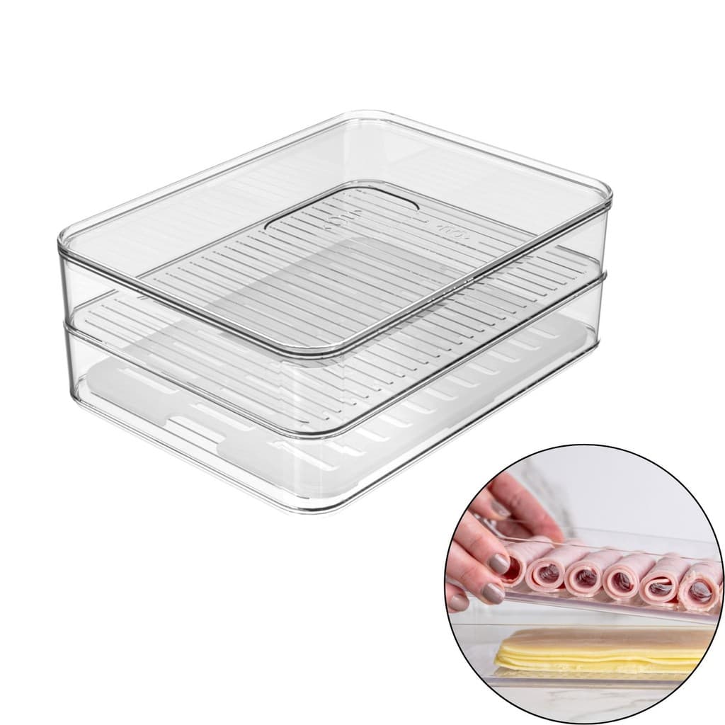 Porta Frios Duplo OU Transparente Organizador Linha Clear Fresh Geladeira