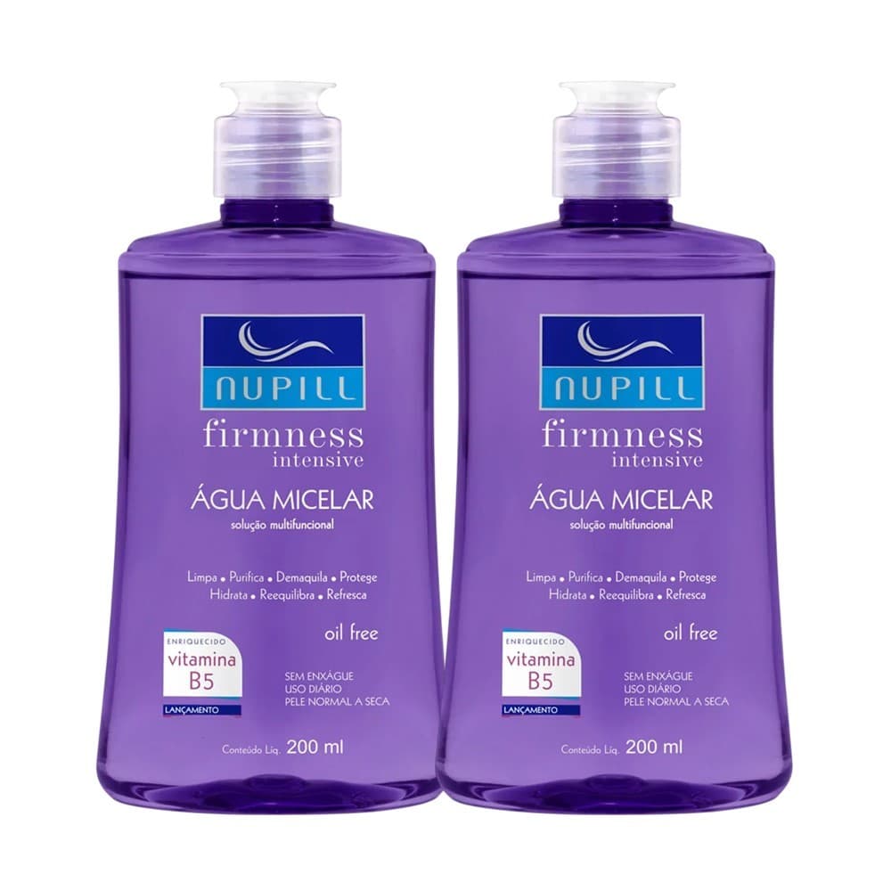 Kit 2 Água Micelar Demaquilante Limpeza de Pele Nupill Firmness Intensive Vitamina B5 200ml