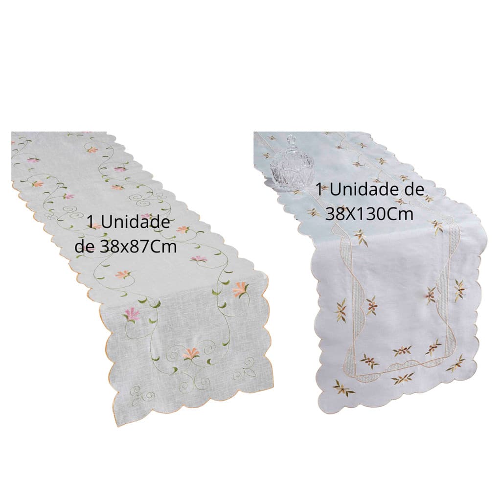 Kit Caminhos De Mesa Colorido Sala 87cm e 130cm Rafimex