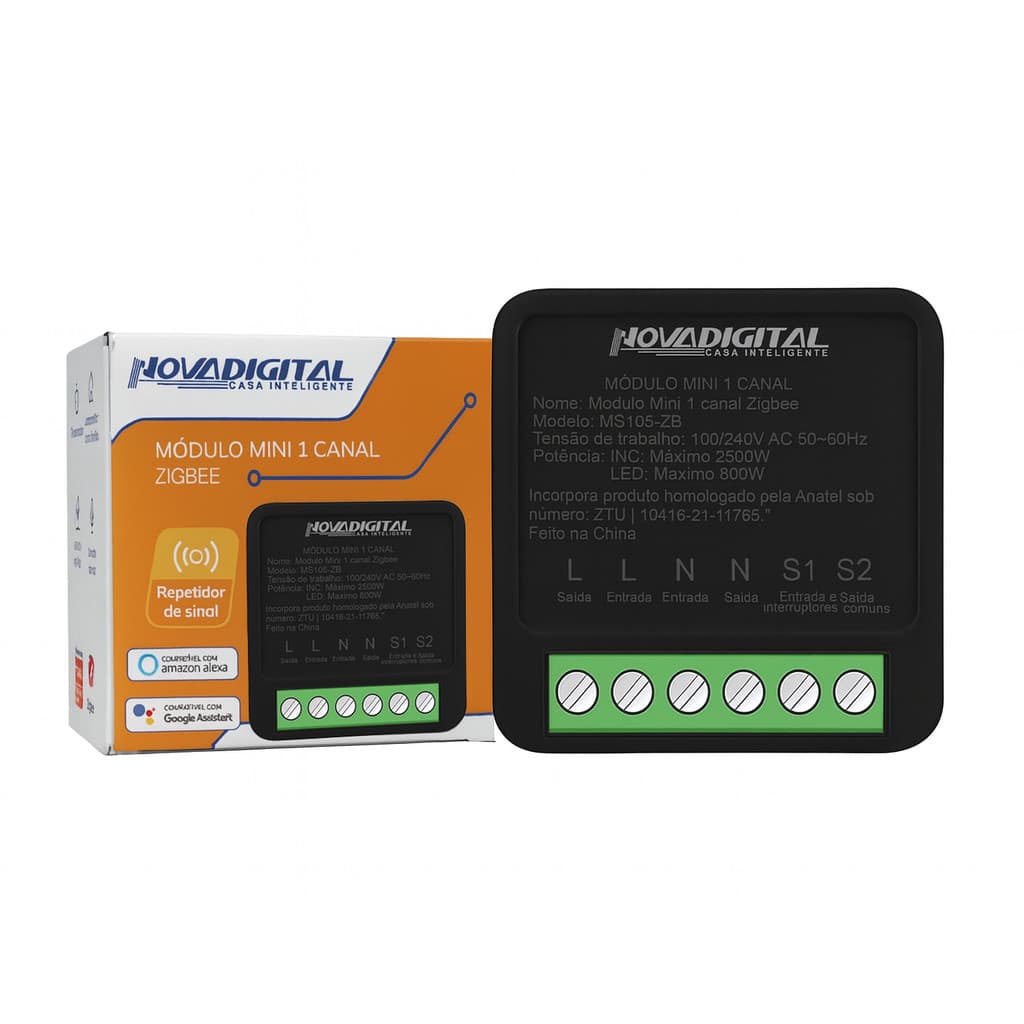 Mini Interruptor Inteligente Relé 1 Canal Zigbee Novadigital Tuya Alexa Google Automação Smartlife