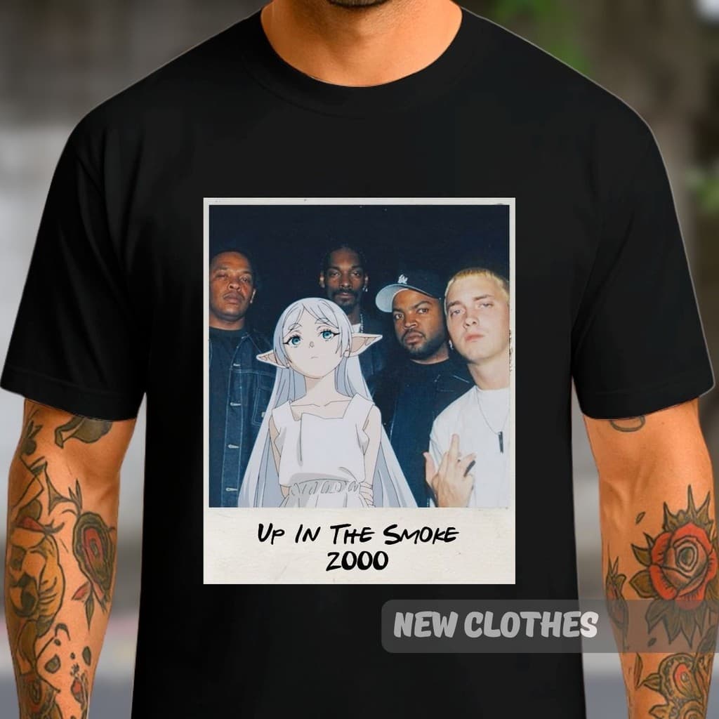Camiseta Básica Frieren Friends Pop Star Unissex Eminem Ice Cube Jay Z Snoop Dog