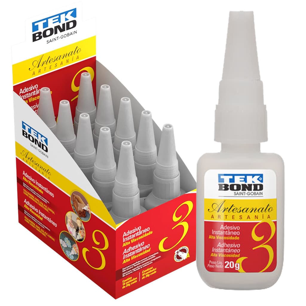 Kit 10 Colas Instantanêa Para Artesanato Alta Viscosidade Nº 3 20g Tekbond