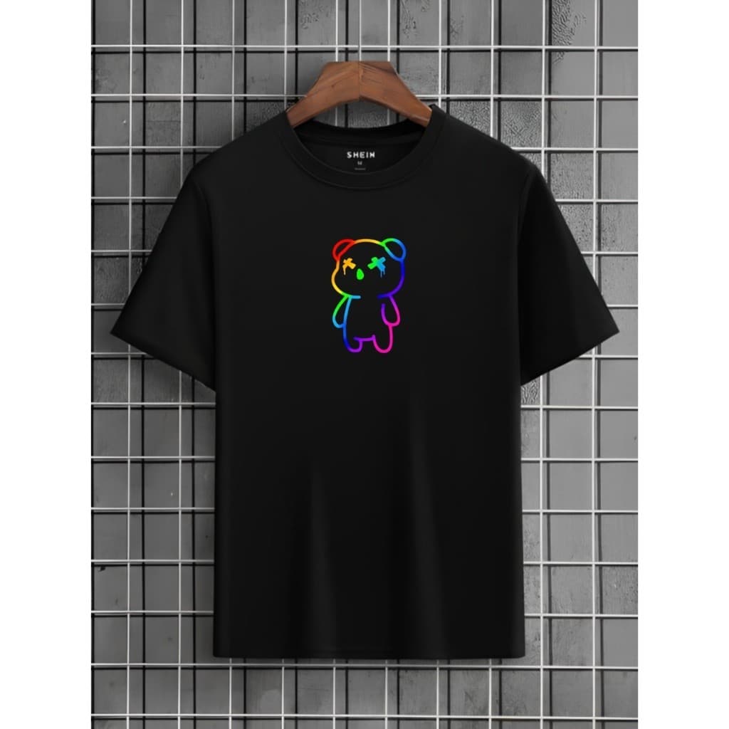 Camiseta Camisa Blusa Unissex Teddy Rainbow Tumblr Algodão Unissex Plus size