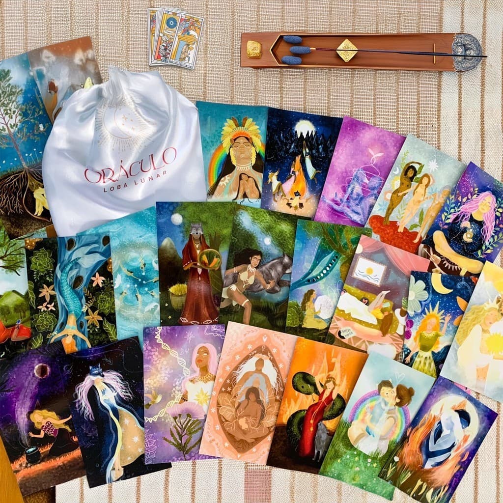 Oráculo de Cartas Loba Lunar - Baralho Taro Mensagens da Vida Energia Tarot Auto Conhecimento