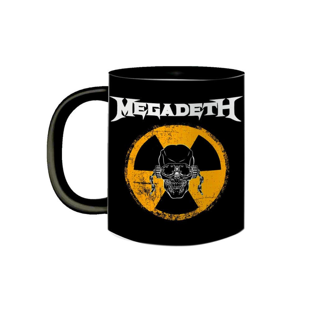 Caneca MegaDeth de Porcelana Preta Banda Rock Heavy Metal Vic RattleHead