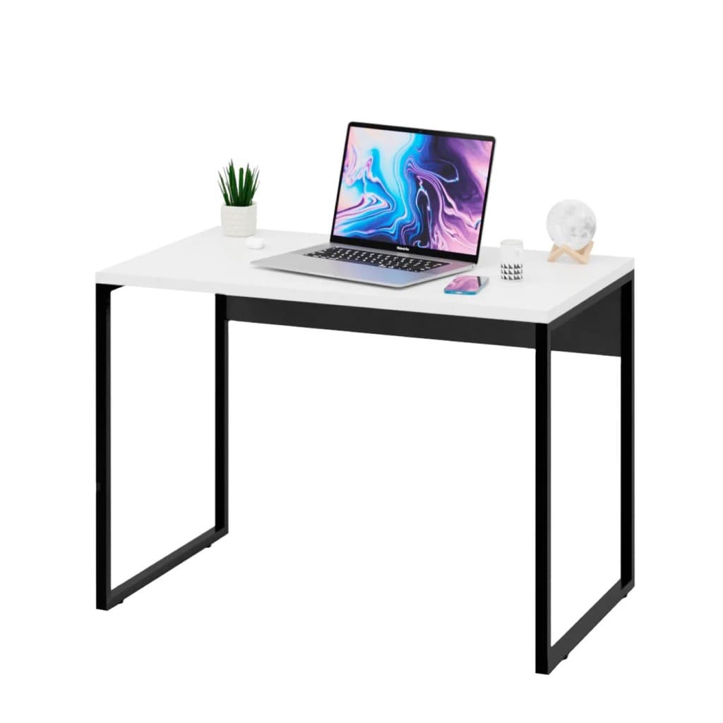 Mesa Escrivaninha MDF Branca Industrial 90 CM Moderna Home Office Quarto Estudo Computador Notebook