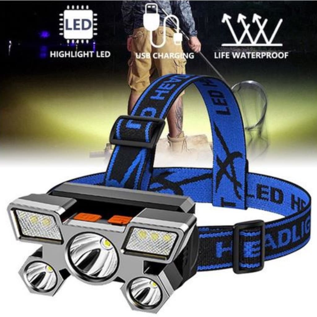 Lanterna De Cabeça 4 MODOS  5 LED Potente Recarregável USB Bike Trilha 2