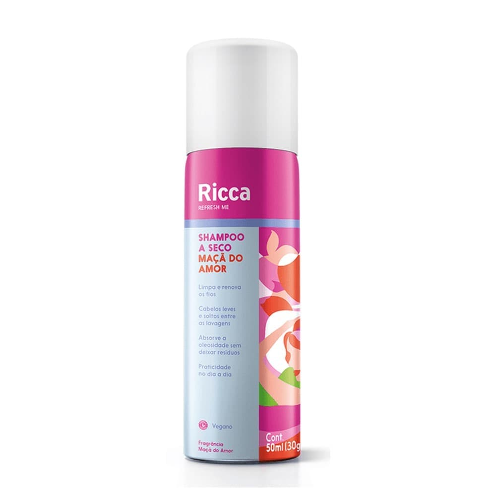 Shampoo a Seco Maçã do Amor 50ml Compacto Antioleosidade Ricca