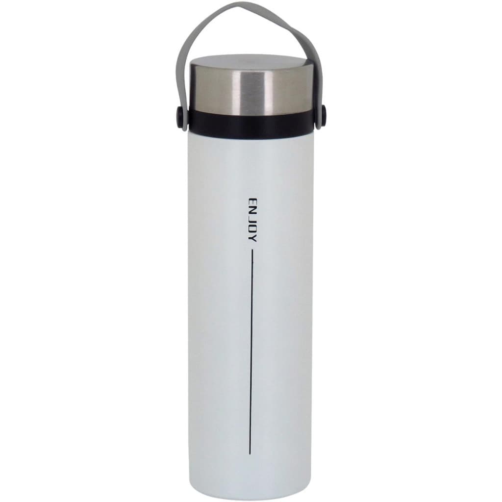 Garrafa Térmica Squeeze Fitness Enjoy Parede Dupla Inox 450ml 23x6 Branco