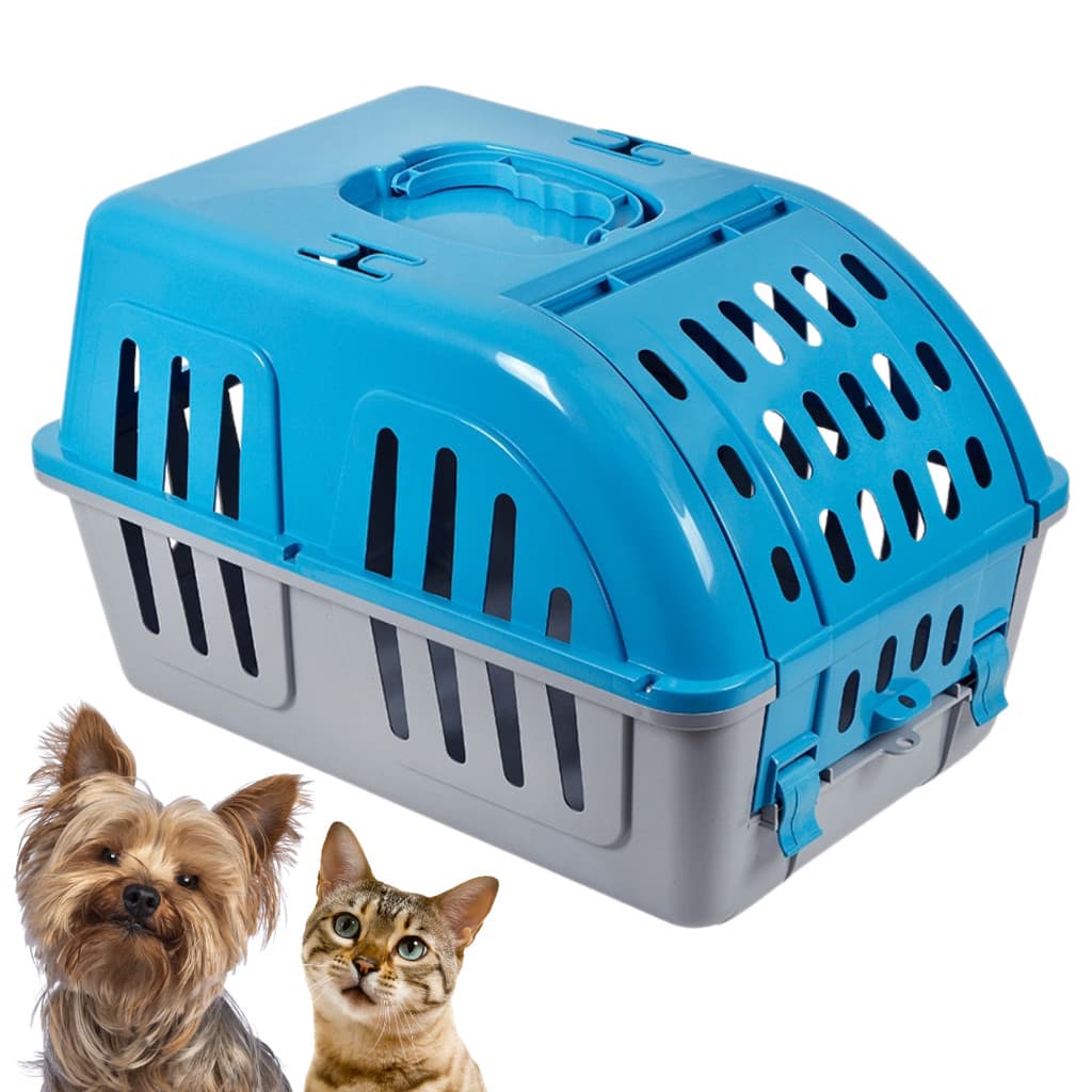 Caixa de Transporte De Viagem Para Cachorros Gatos Coelho Roedores Filhotes Four Plastic N°1 Azul