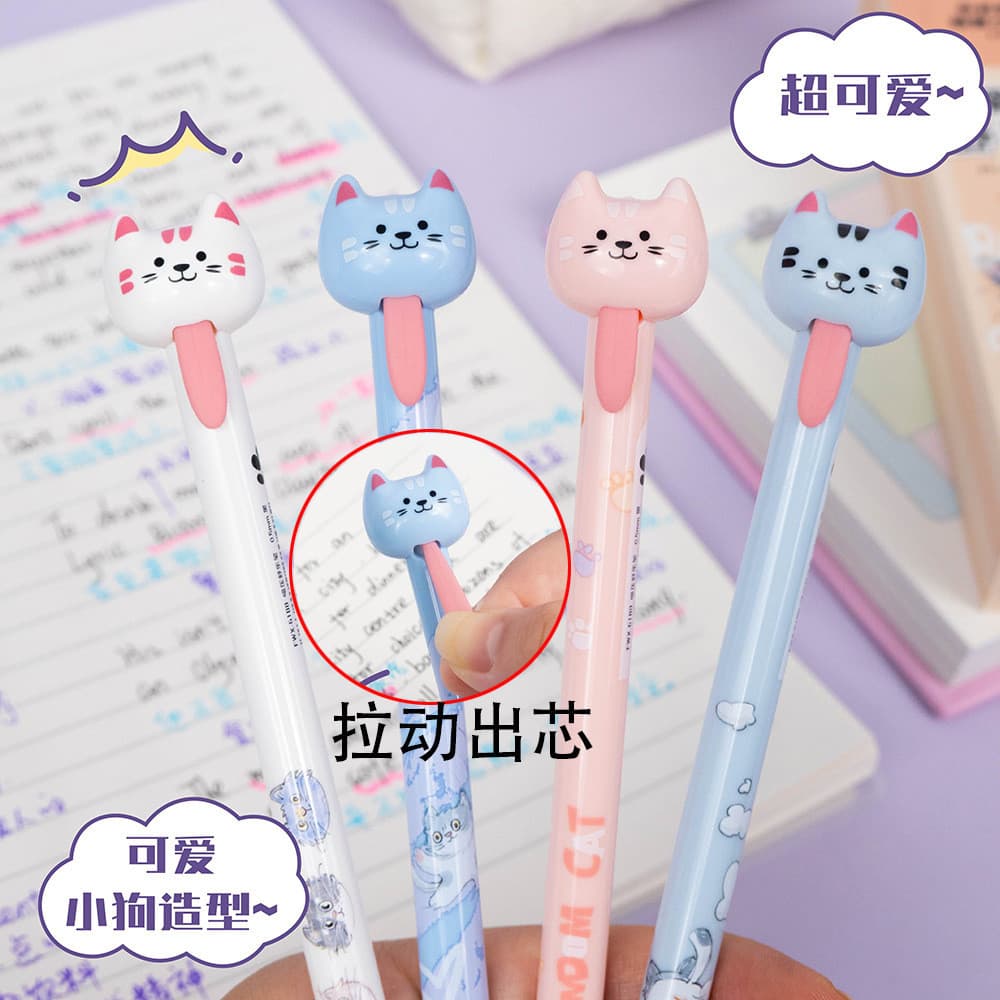 Caneta De Descompressão De Gato Engraçado Puxar De Língua Super Fofa Escova Perguntas Papelaria Criativa Prêmios Para Pr