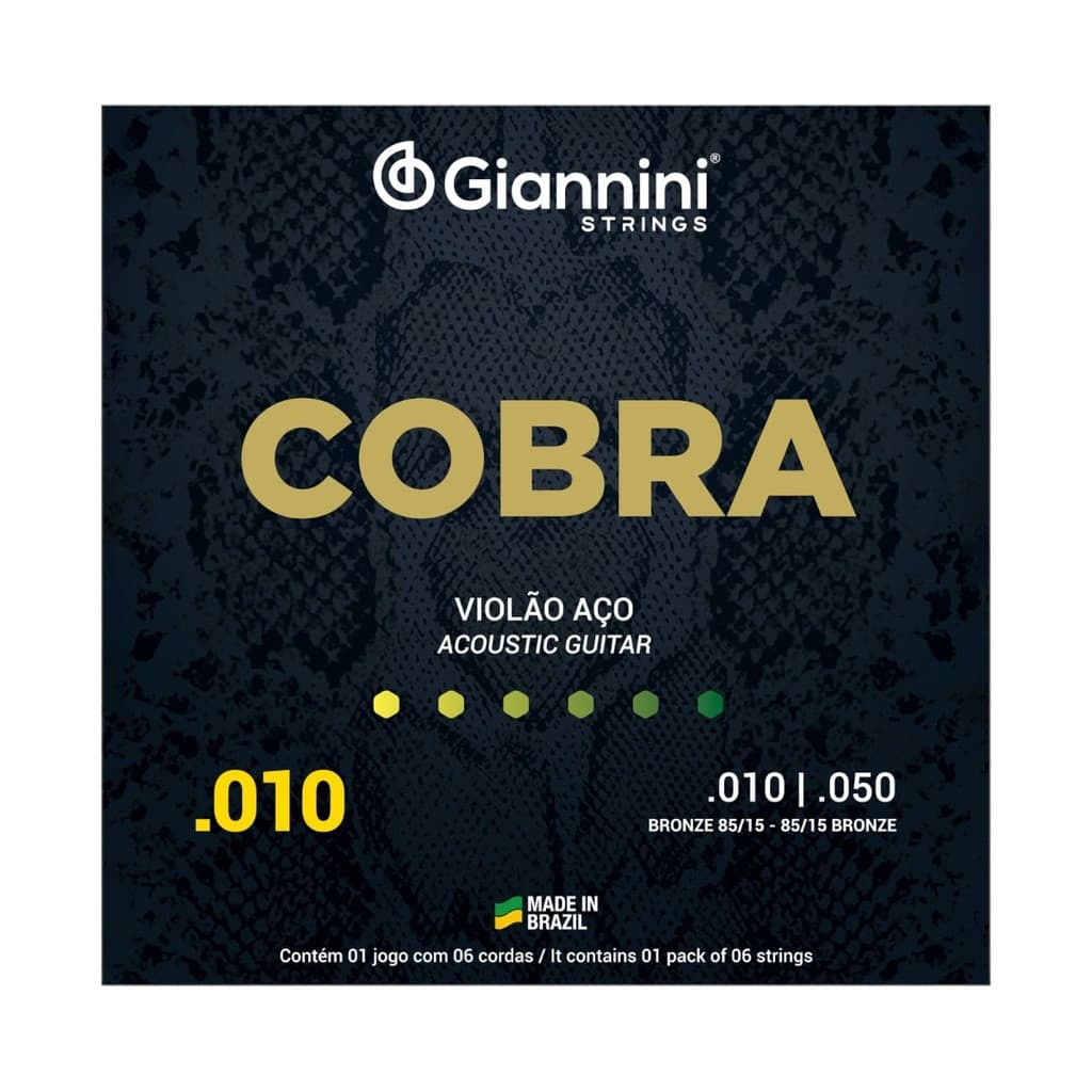 Encordoamento Violão Aço 010 Giannini Cobra 85/15