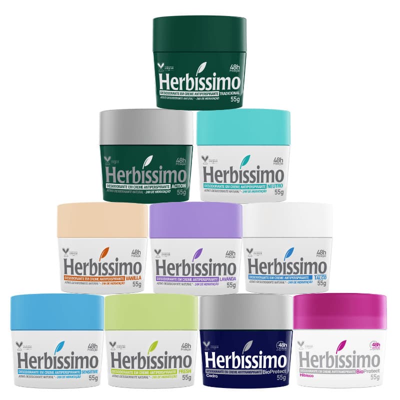 Kit 5un Desodorante em Creme Antitranspirante Herbíssimo  55g
