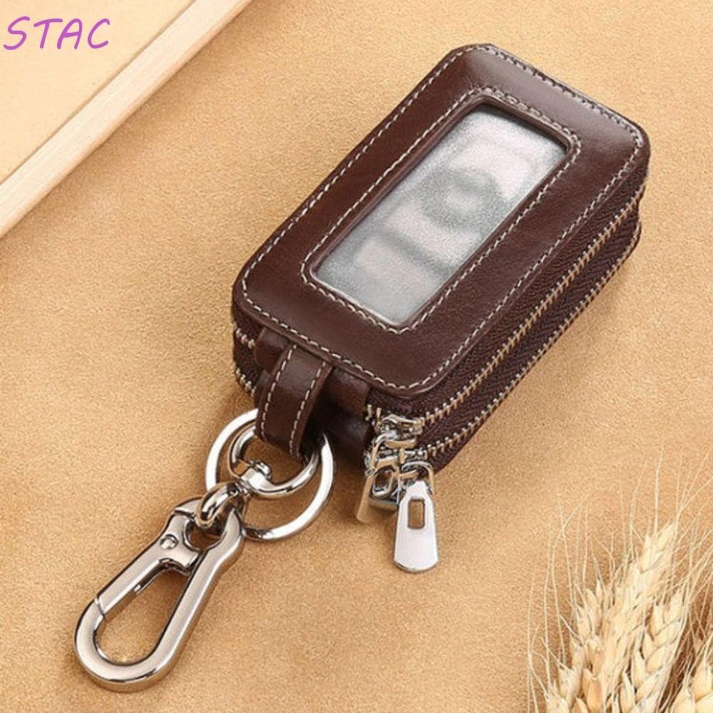 Estojo Para Chave De Carro STAC , Portátil Camada Dupla Com Zíper , Bolsa De Armazenamento PU , Mini Organizadora De Cha