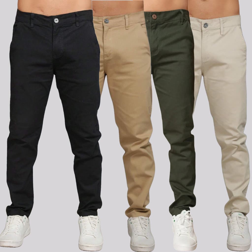Kit 4 Calça Sarja Masculina Calca Masculino C/lycra Elastano