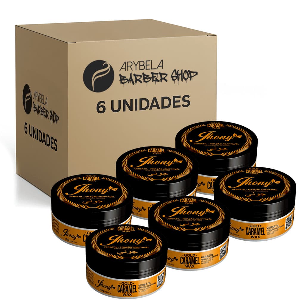 PACK 6 UN - CERA MODELADORA GOLD CARAMEL WAX FIXAÇÃO ADAPTÁVEL 150G - JHONY BARBER