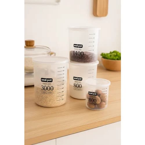 Kit 4 Pote Conserva Guarda Alimento Vasilha Frasco Armazena Arroz Feijão Medidas Condimento