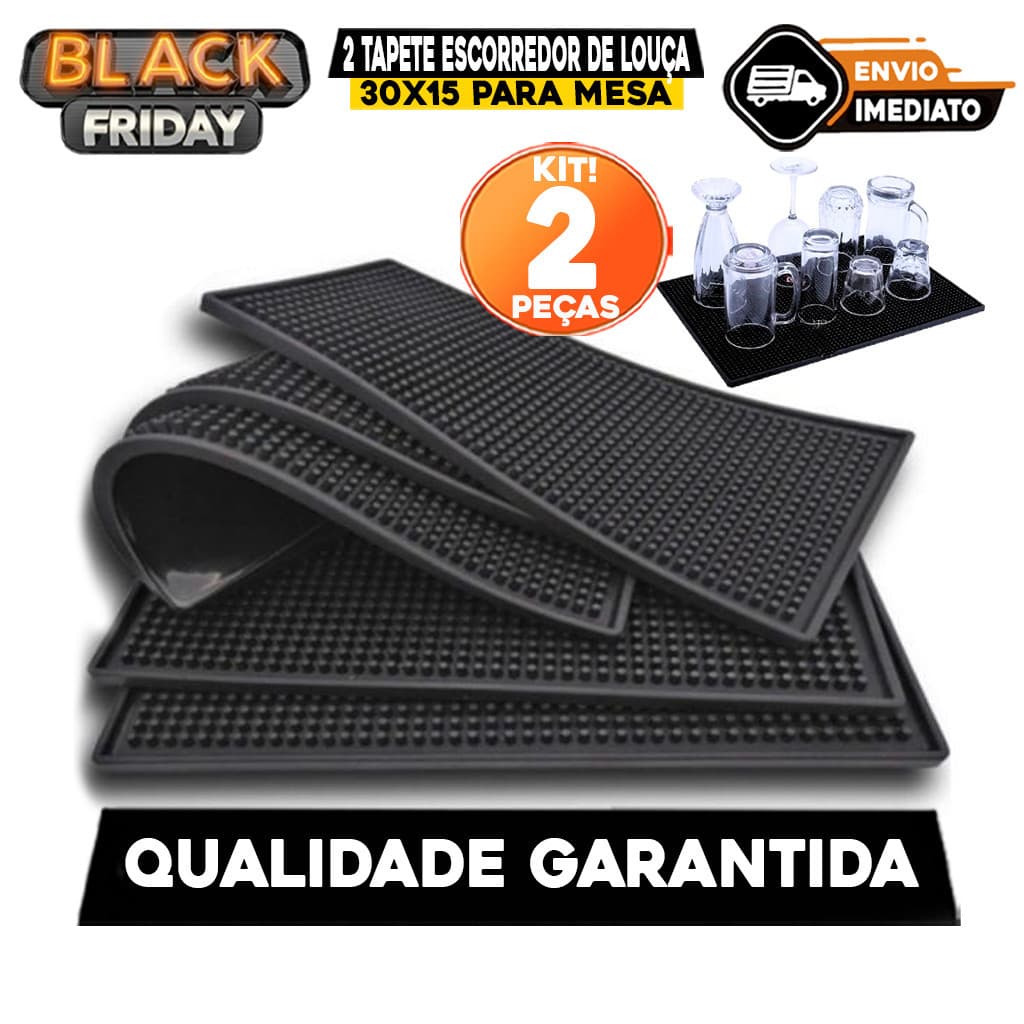 Jogo 2 Tapete Escorredor De Louça Copos Prato Barmen E Bartender Silicone PVC Médio 30X15 Para Mesa Bar Drinks Balcão
