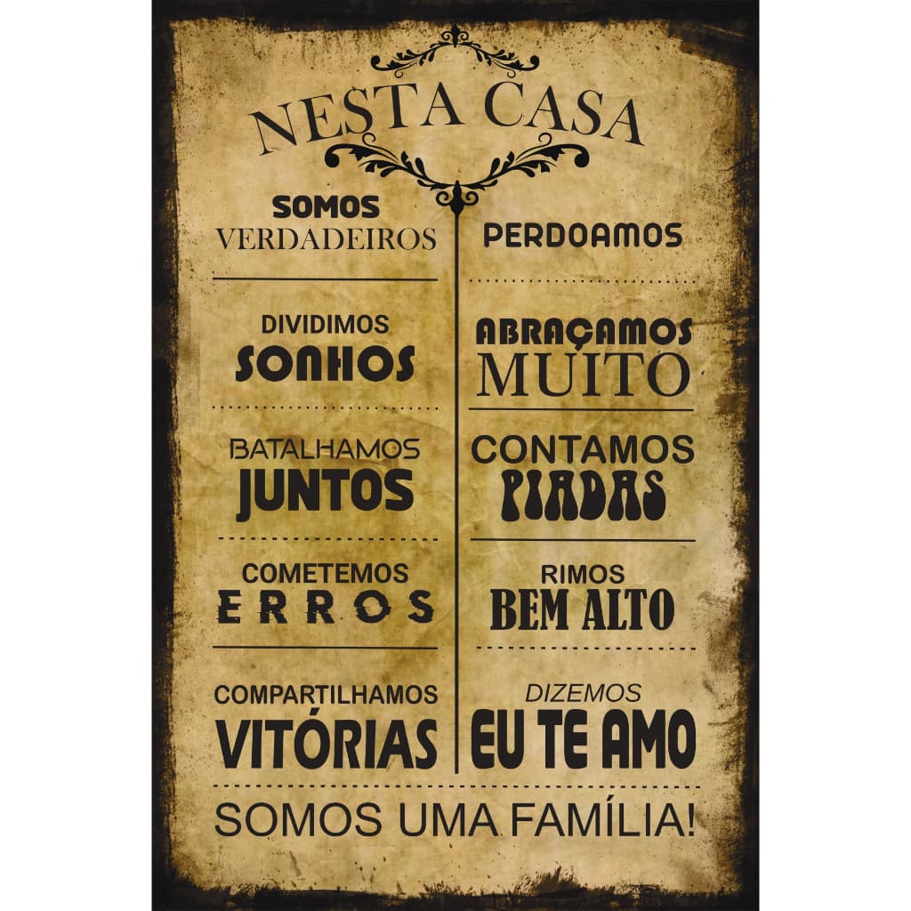 Placa Decorativa Mdf 20x30 Nesta Casa Somos Uma Familia