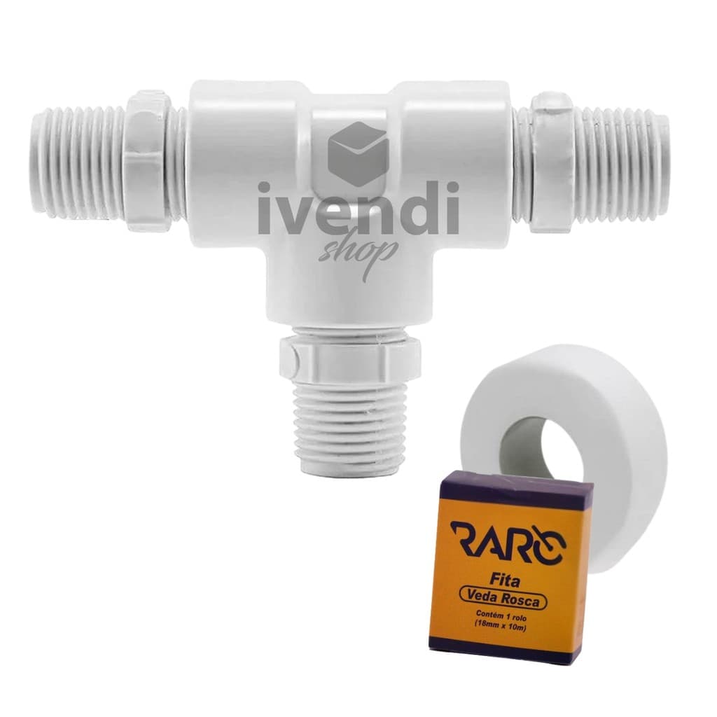 Kit Adaptador PVC Tee 1/2" + Veda Rosca
