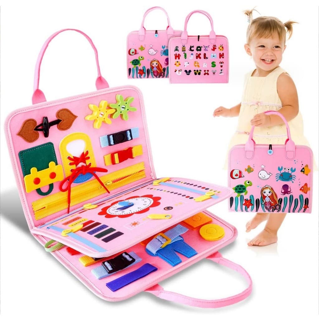 Maleta Educativa Montessori Sensorial Brinquedo Para Crianças Azul e Rosa