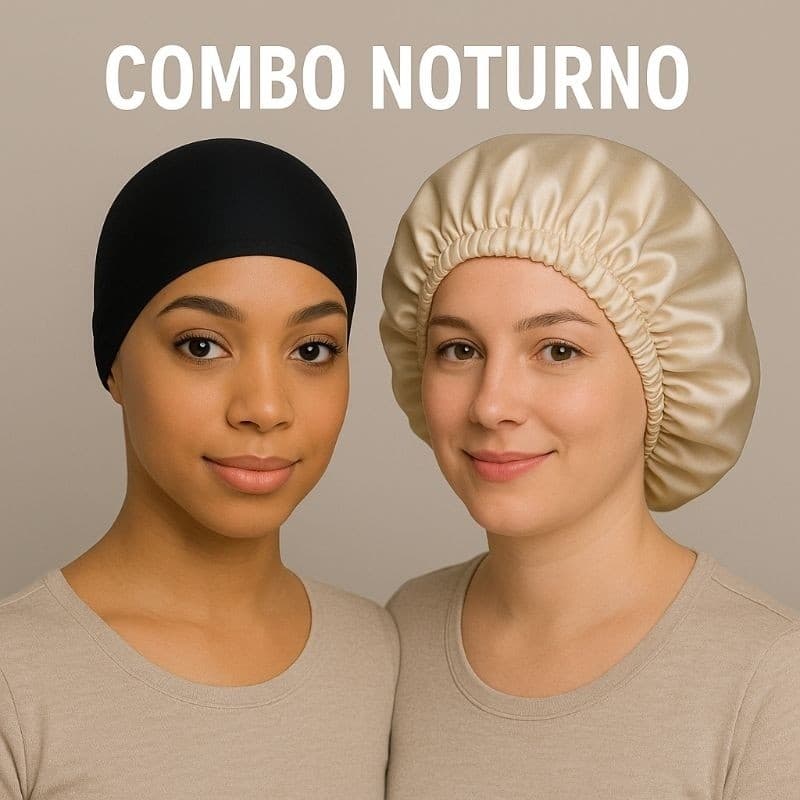 Combo Noturno, Touca Nero, Touca de Cetim Antifrizz, Cores Sortidas.