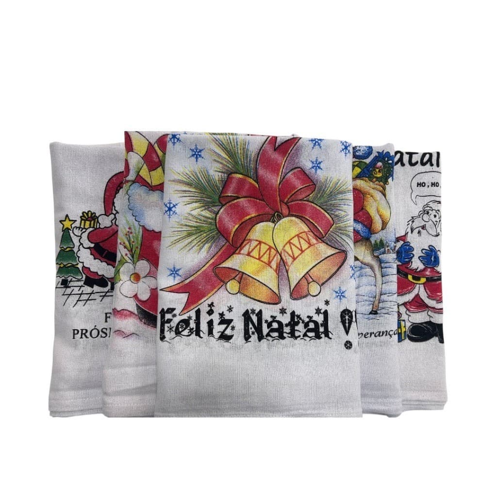 Premium Alta Qualidade Envio Rápido Kit 10 Panos de Copa e Prato Estampados Natal 100% Algodão Guardanapos Decoração