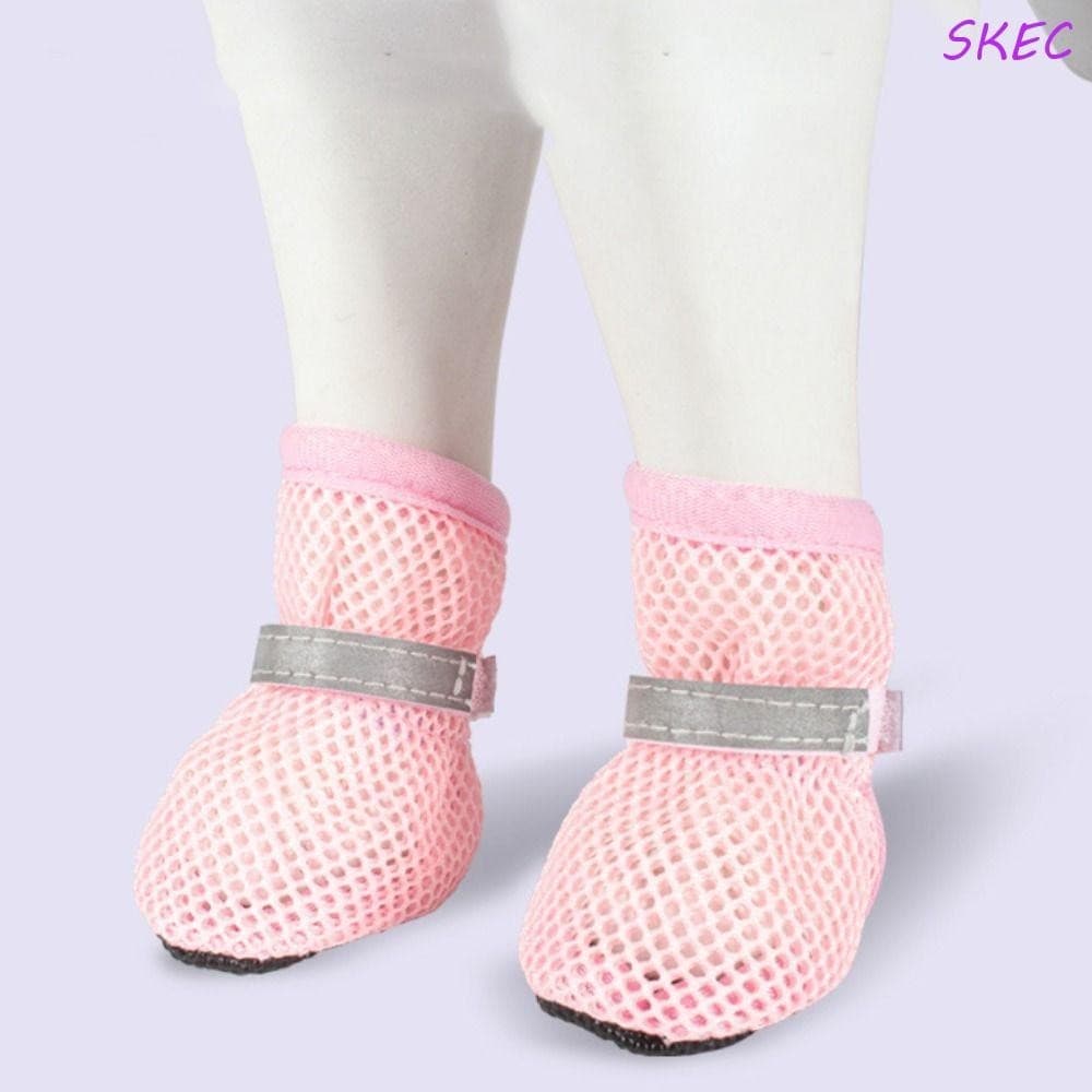 SKEC 4 Unidades/Conjunto Sapatos De Malha Para Cães , Rede Reflexiva Respirável Antiderrapantes Ocos