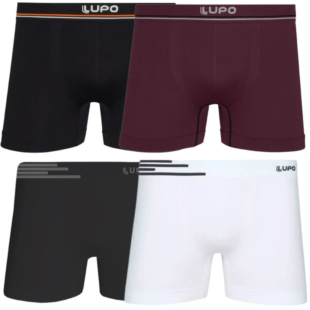 Kit 4 Cuecas Masculina Boxer Microfibra Lupo